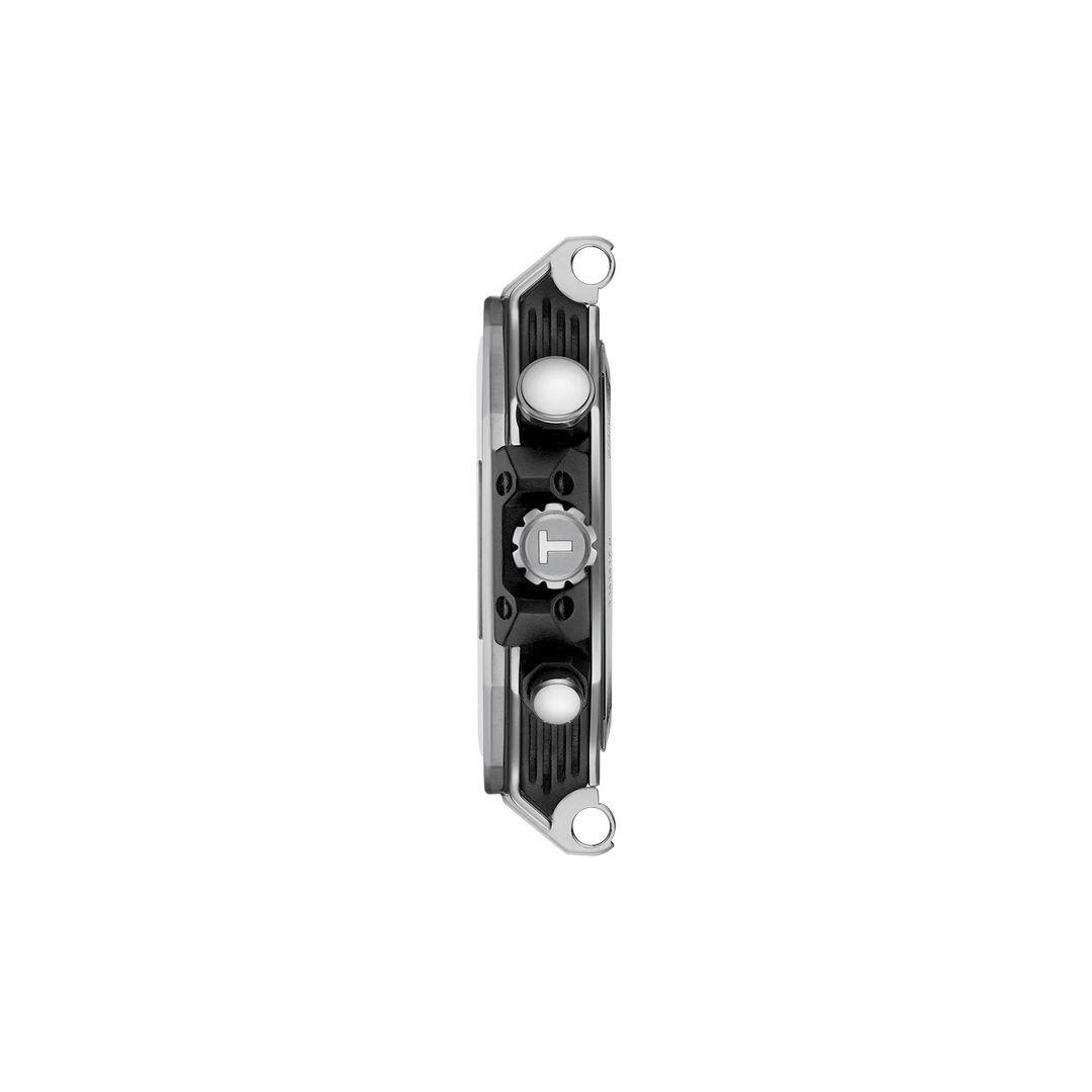 Profile view of the watch case Tissot T-Race 45mm, reference T141.417.11.051.01