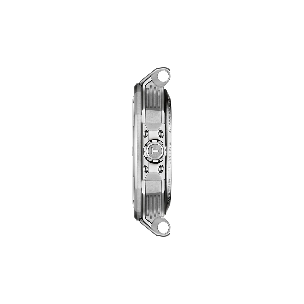 Profile view of the watch case Tissot T-Race 41mm, reference T141.807.11.041.00