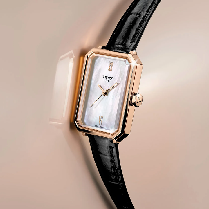 Tissot SRV 30mm watch on a colored background, reference T160.110.36.113.00