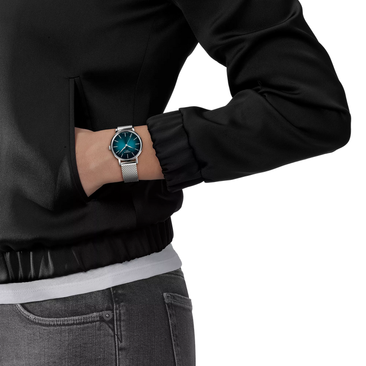 Simulation of the watch Tissot Everytime 34mm on a wrist, reference T143.210.11.091.00