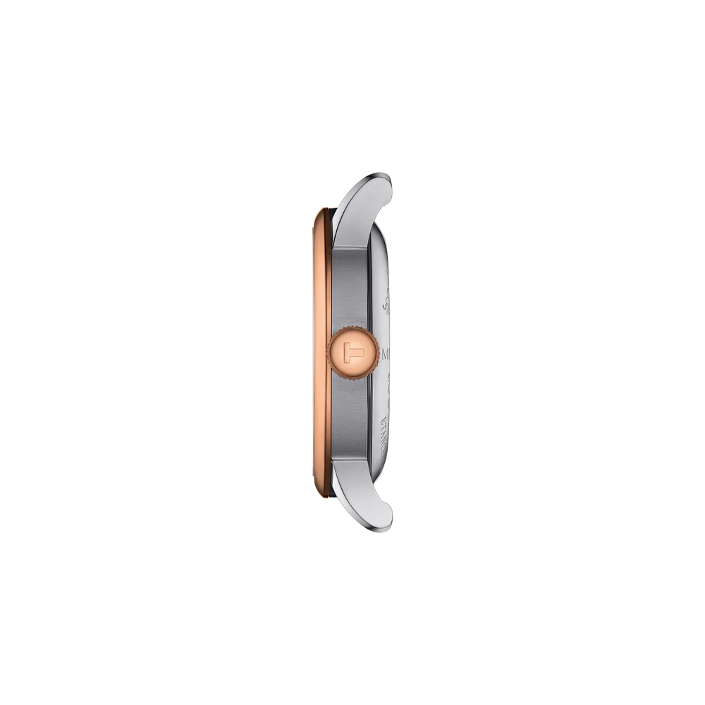Profile view of the watch case Tissot Le Locle Open Heart 39.3mm, reference T006.407.22.033.02