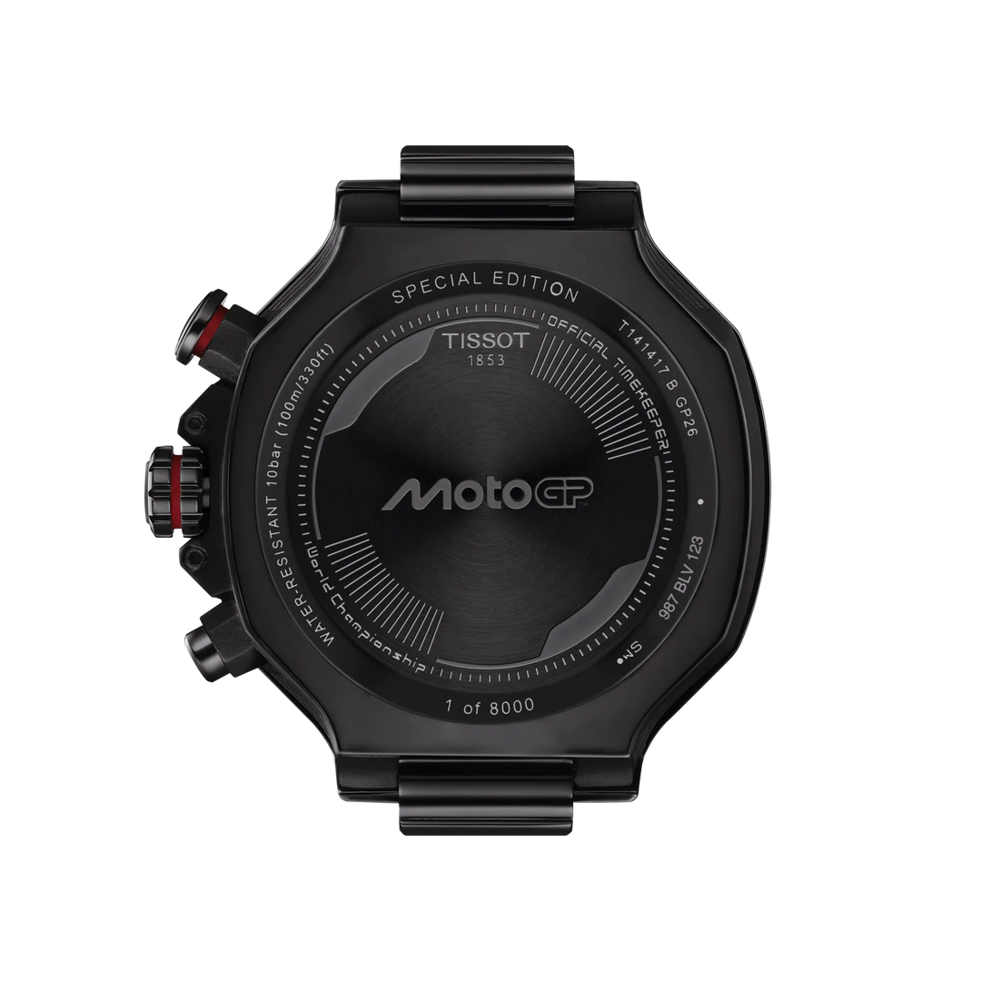 Back view of the watch case Tissot T-Race MotoGP 2026 45mm, reference T141.417.37.422.00