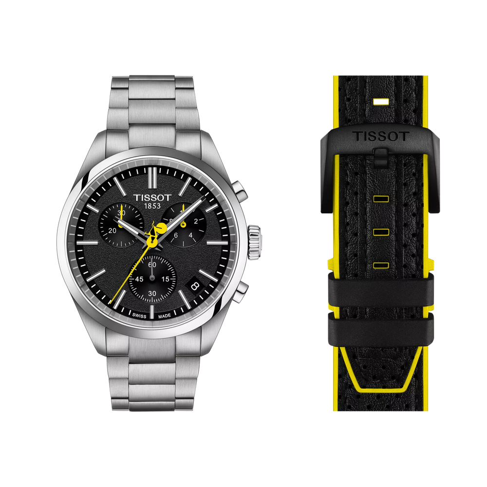 Front view of the watch Tissot PR 100 Tour de France 40mm with additional bracelet, reference T150.417.11.051.00