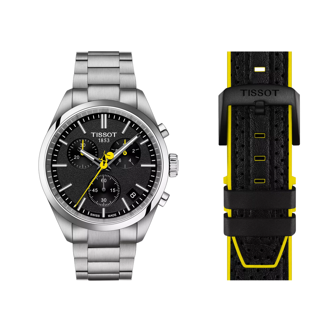 Front view of the watch Tissot PR 100 Tour de France 40mm with additional bracelet, reference T150.417.11.051.00