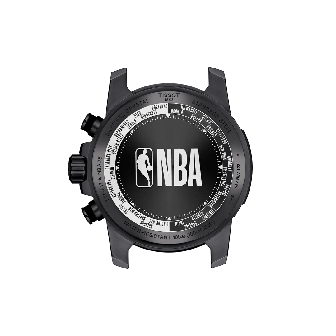Back view of the watch case Tissot Supersport NBA Special Edition 45.5mm, reference T125.617.37.067.00