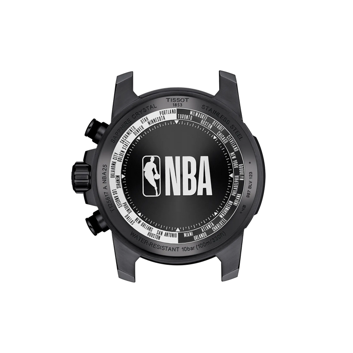 Back view of the watch case Tissot Supersport NBA Special Edition 45.5mm, reference T125.617.37.067.00