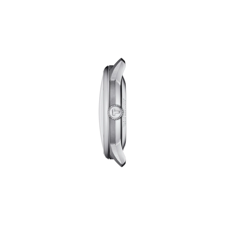 Profile view of the watch case Tissot Chemin Des Tourelles Skeleton 39mm, reference T139.836.16.261.00