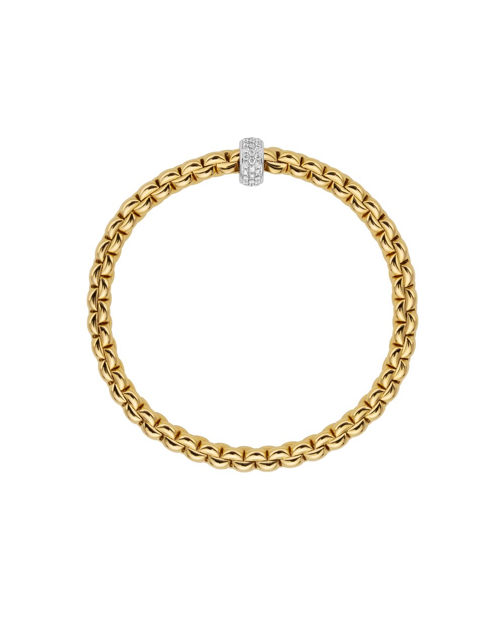 FOPE Eka Diamond Pavé Flex’it Bracelet in 18K Yellow and White Gold — alternate view 2