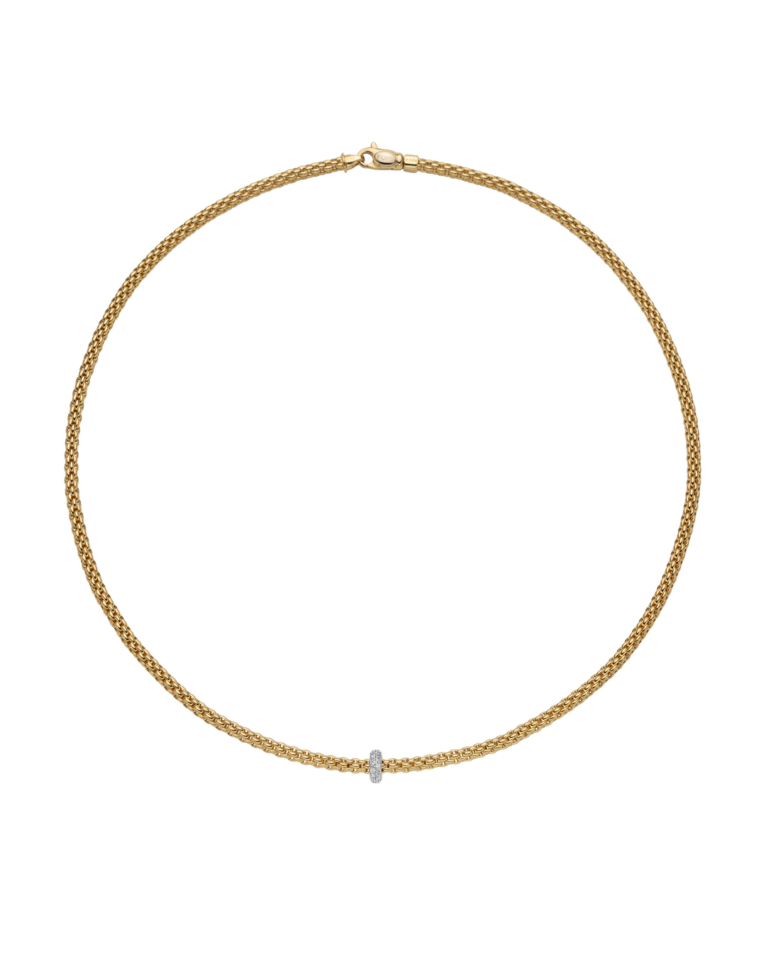 FOPE Prima Diamond Necklace in 18K Yellow and White Gold — front view