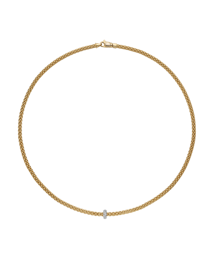 FOPE Prima Diamond Necklace in 18K Yellow and White Gold — front view