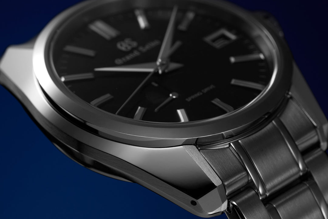 Grand Seiko SBGA375 polished stainless-steel case detail