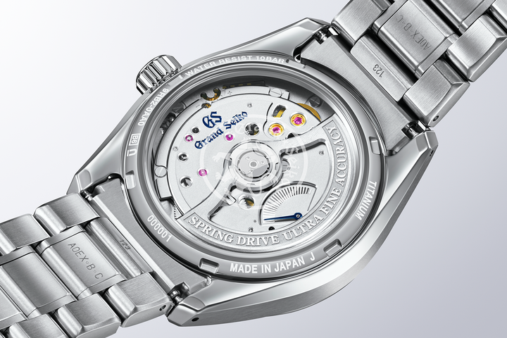 Grand Seiko SLGB003 official caseback and Spring Drive movement detail