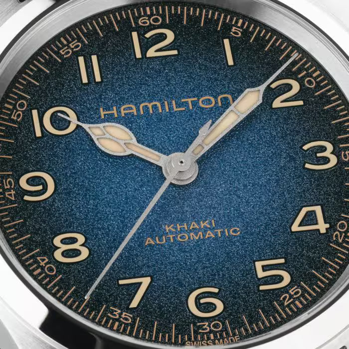 Hamilton Khaki Field Murph H70405140 blue-to-black dial detail