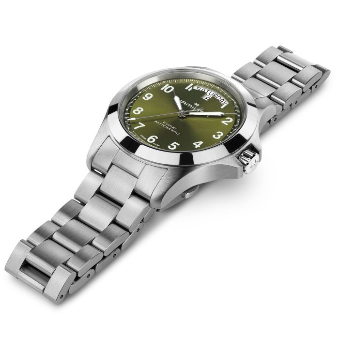 Hamilton Khaki Field King Day-Date 40mm H64475160 laid flat