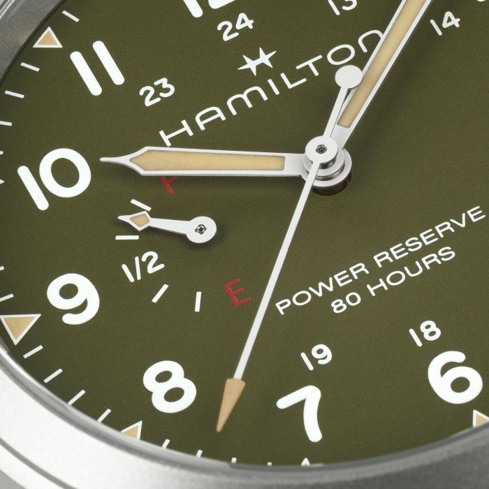 Hamilton Khaki Field Power Reserve 40mm H69509160 detail view