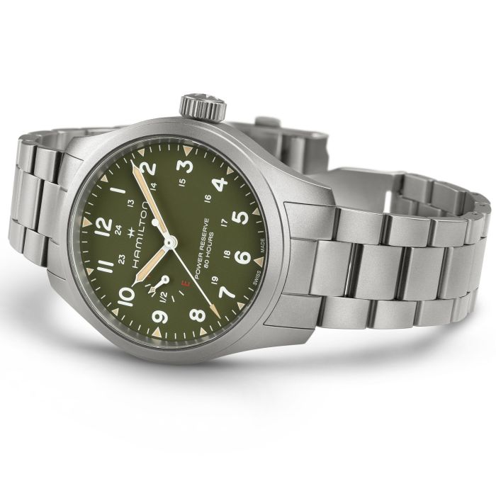 Hamilton Khaki Field Power Reserve 40mm H69509160 angled view