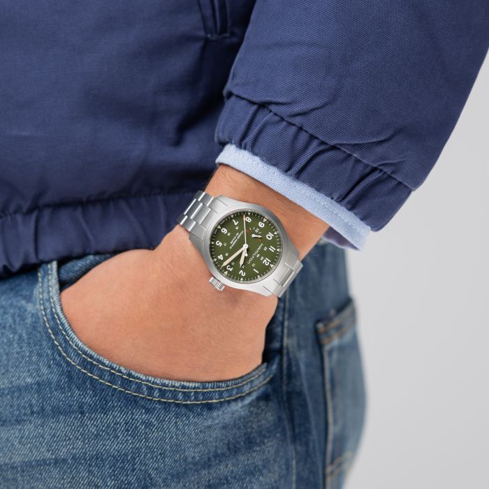 Hamilton Khaki Field Power Reserve 40mm H69509160 worn on wrist