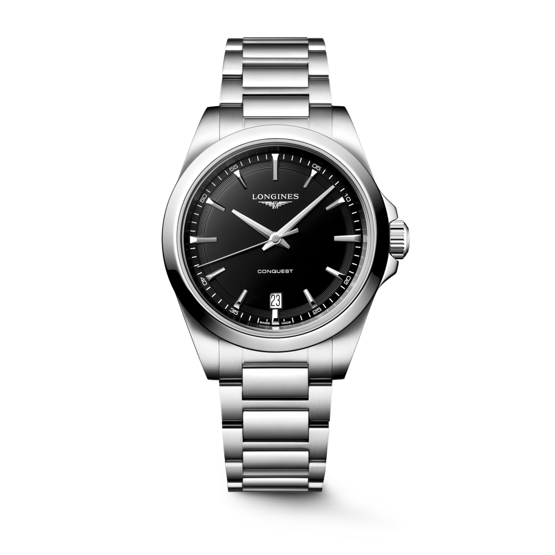 Longines Conquest Quartz 38mm black dial watch L3.750.4.52.6