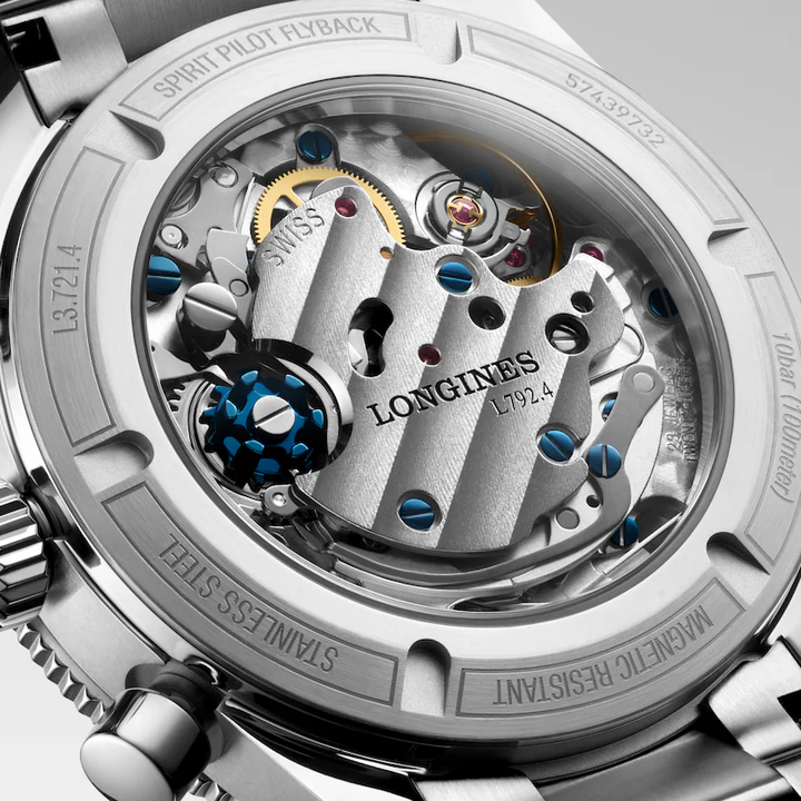 Longines Spirit Pilot Flyback L3.721.4.93.6 case back detail