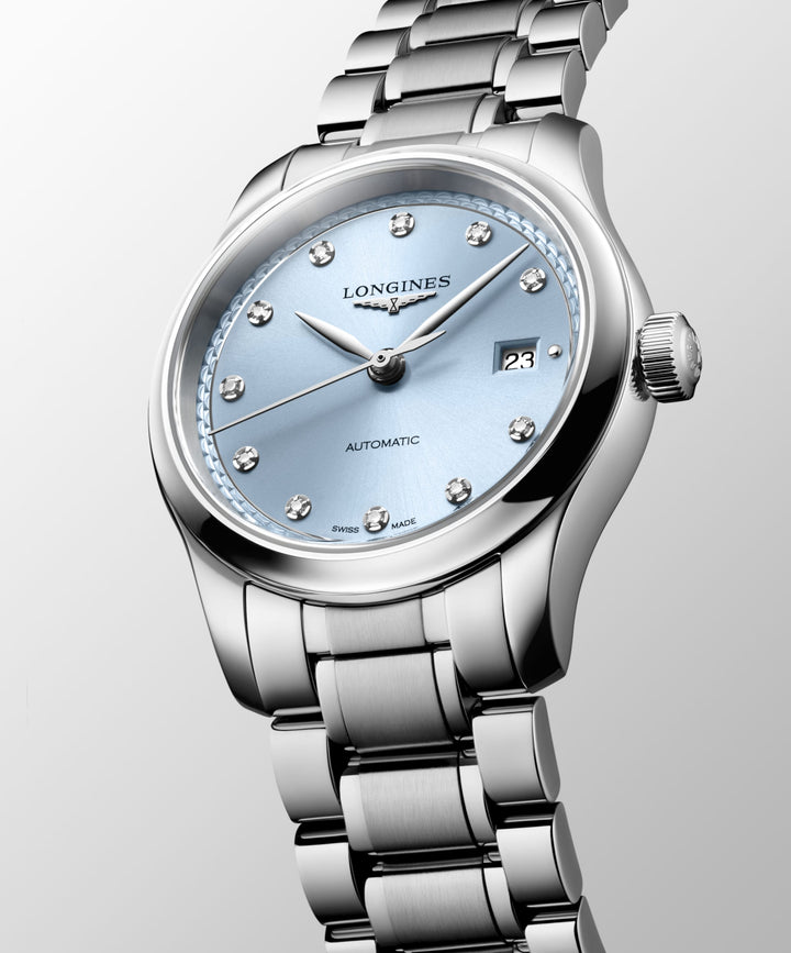 Longines Master Collection L2.449.4.97.6 case and bracelet detail