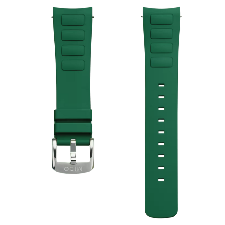 Mido Multifort TV Big Date Green Rubber Strap 22mm M852.019.156