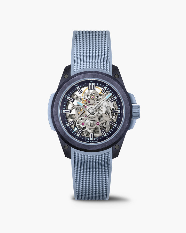 NORQAIN Wild ONE Skeleton 39mm Purple Ice Blue N3001.07Q05.P01.R01 front view