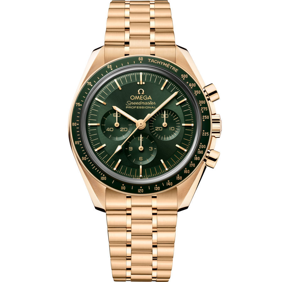 OMEGA Speedmaster Moonwatch Professional 310.60.42.50.10.001 in Moonshine Gold with green dial