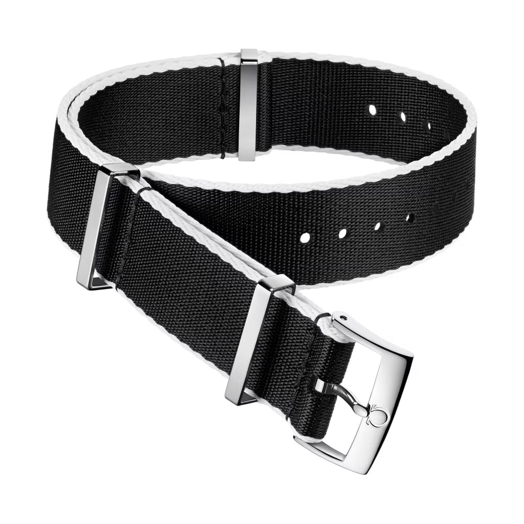 OMEGA NATO Black & White Bordered Polyamide Strap 20mm 031CWZ010710