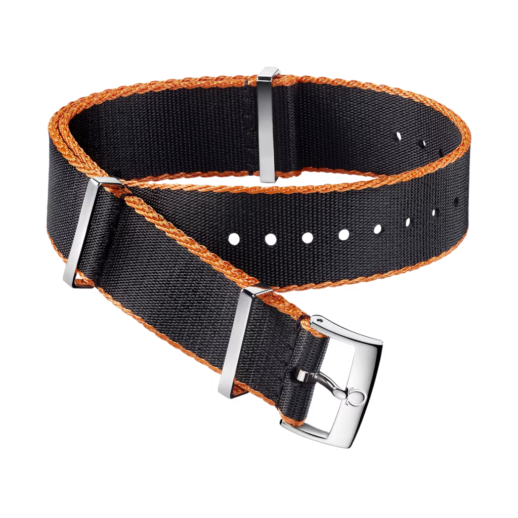 OMEGA NATO Black & Orange Bordered Polyamide Strap 20mm 031ZSZ002046