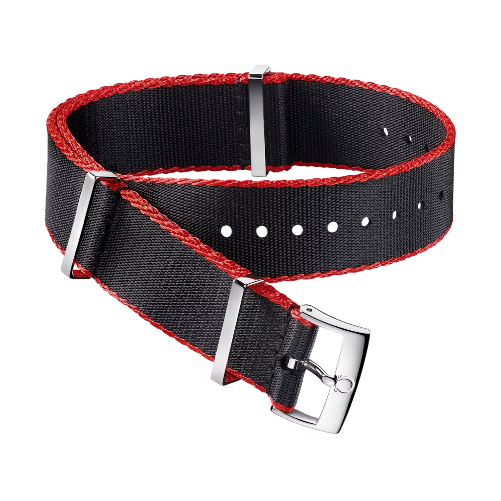 OMEGA NATO Black & Red Bordered Polyamide Strap 20mm 031ZSZ002041