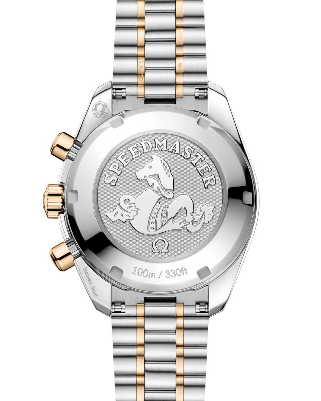 OMEGA Speedmaster 38 mm silver dial and Moonshine gold watch 324.20.38.50.02.001 official view 2