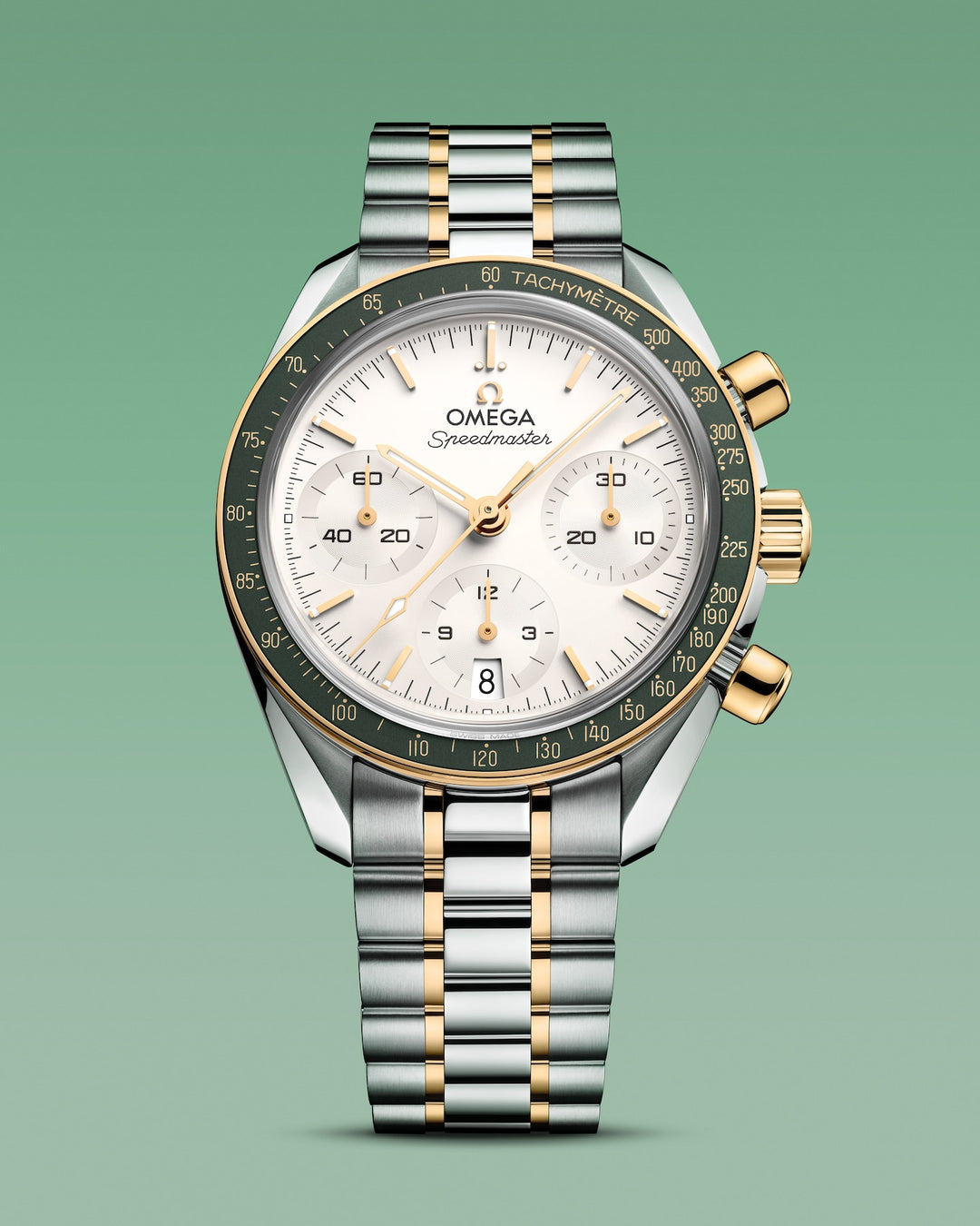 OMEGA Speedmaster 38 mm silver dial and Moonshine gold watch 324.20.38.50.02.001 official view 6