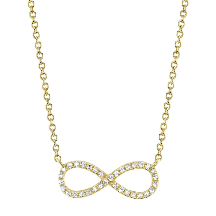 Shy Creation 0.09 ct Diamond Infinity Necklace in 14K Yellow Gold — SC55001539V2