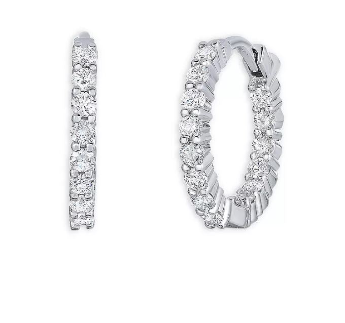 Roberto Coin 18K Gold Petite Inside Outside Diamond Hoop Earrings 001447AWERX0