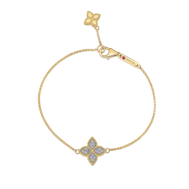 Roberto Coin Princess Flower Pavé Diamond Bracelet in 18K Gold