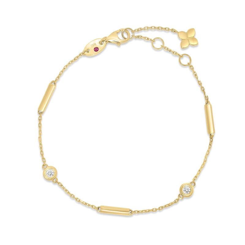 Roberto Coin gold bar and bezel diamond station bracelet — 8883910AYLBX