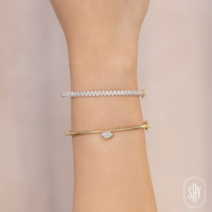 Shy Creation 2.42 ct Diamond Bangle in 14K Yellow Gold — SC55029696ZS — styled with other jewellery; additional pieces sold separately
