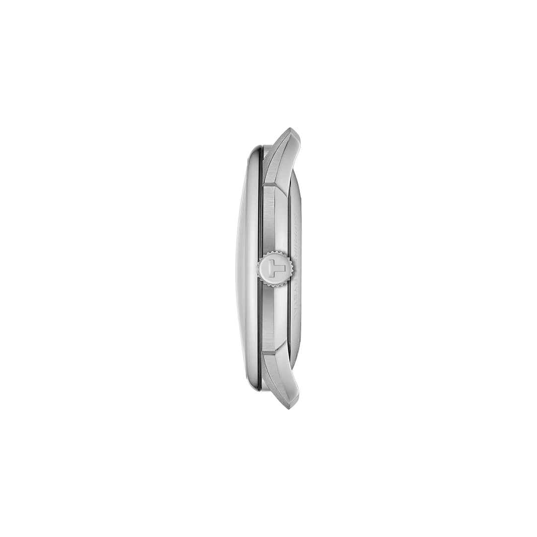 Profile view of the watch case Tissot Chemin des Tourelles 42mm, reference T139.407.16.041.00