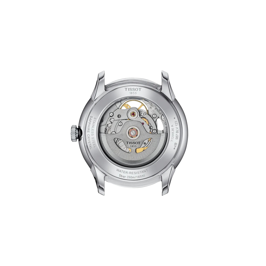 Back view of the watch case Tissot Chemin des Tourelles Skeleton 39mm, reference T139.836.11.048.00
