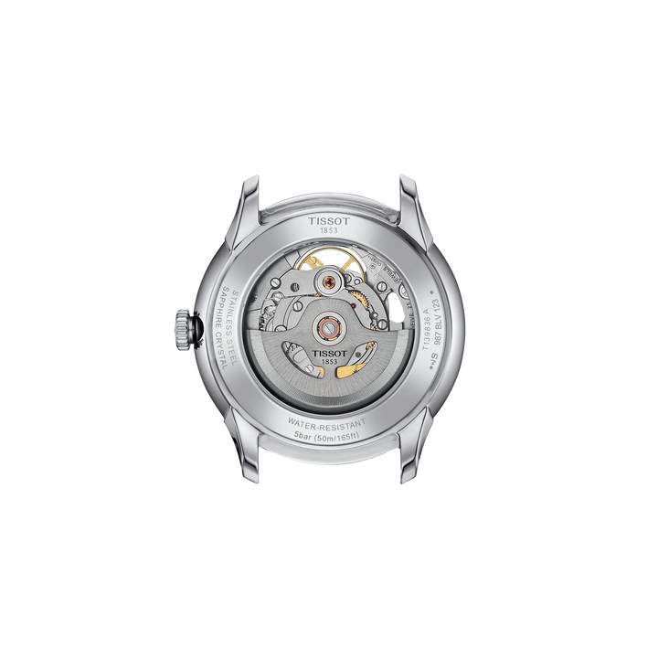 Back view of the watch case Tissot Chemin des Tourelles Skeleton 39mm, reference T139.836.11.048.00