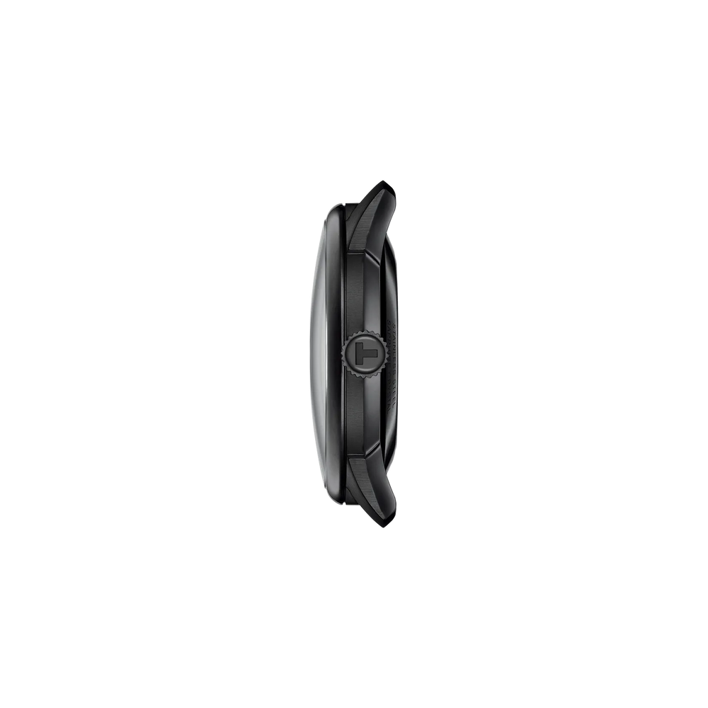 Profile view of the watch case Tissot Chemin Des Tourelles Skeleton 39mm, reference T139.836.36.441.00