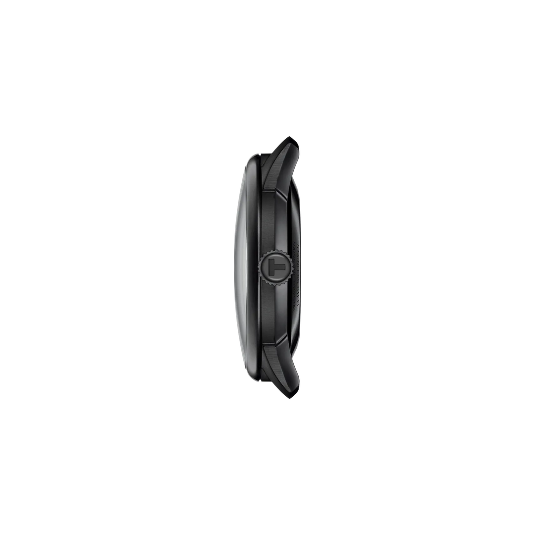 Profile view of the watch case Tissot Chemin Des Tourelles Skeleton 39mm, reference T139.836.36.441.00