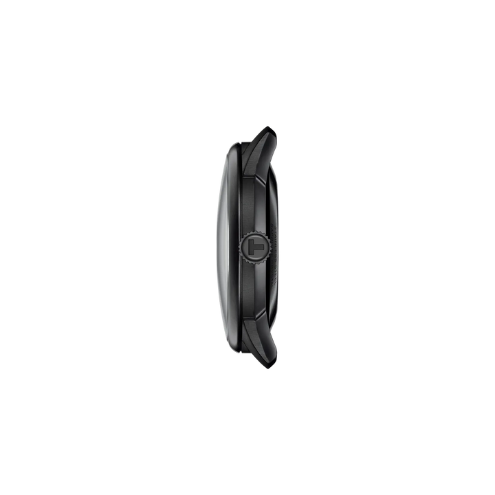 Profile view of the watch case Tissot Chemin Des Tourelles Skeleton 39mm, reference T139.836.36.441.00