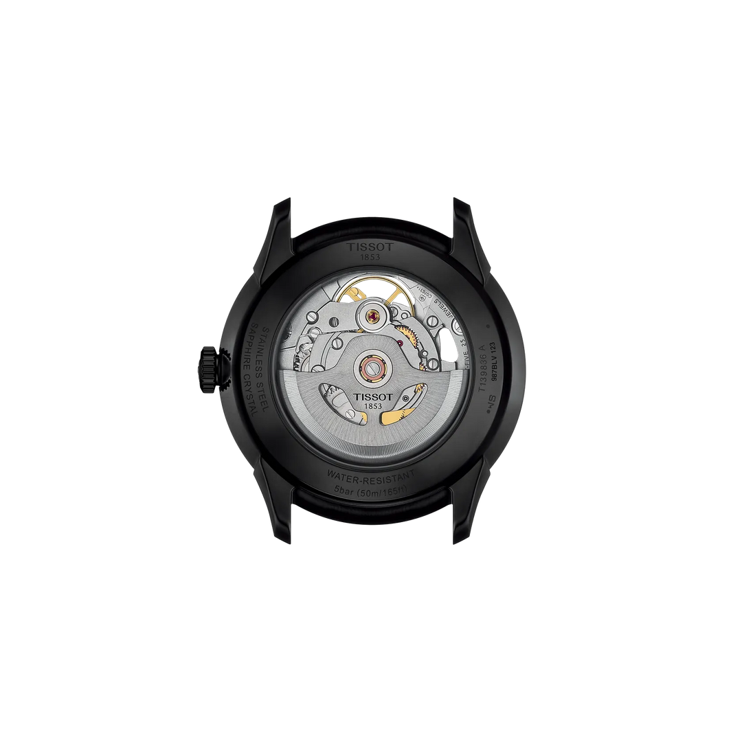 Back view of the watch case Tissot Chemin Des Tourelles Skeleton 39mm, reference T139.836.36.441.00