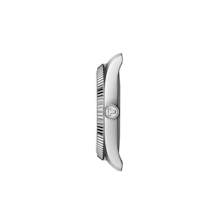 Profile view of the watch case Tissot Ballade 34mm, reference T156.210.11.041.00