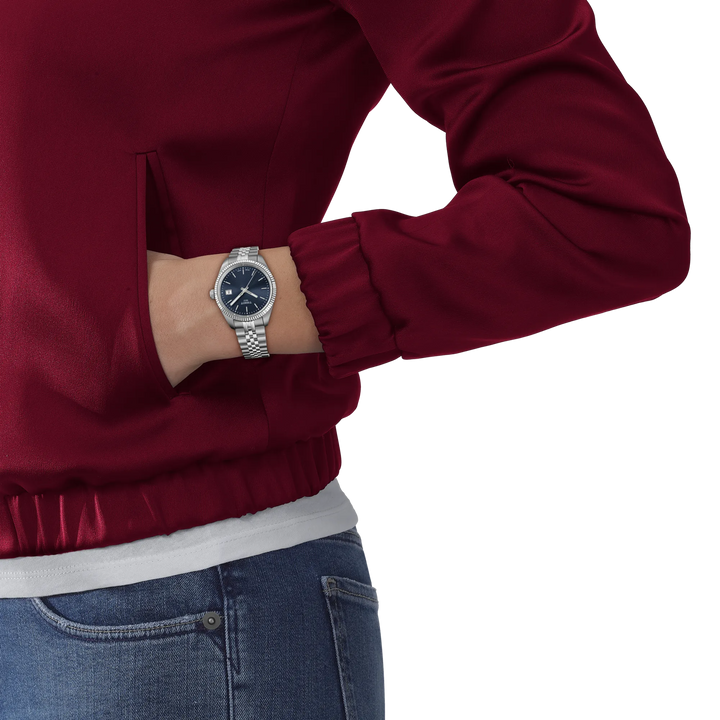 Simulation of the watch Tissot Ballade 34mm on a wrist, reference T156.210.11.041.00