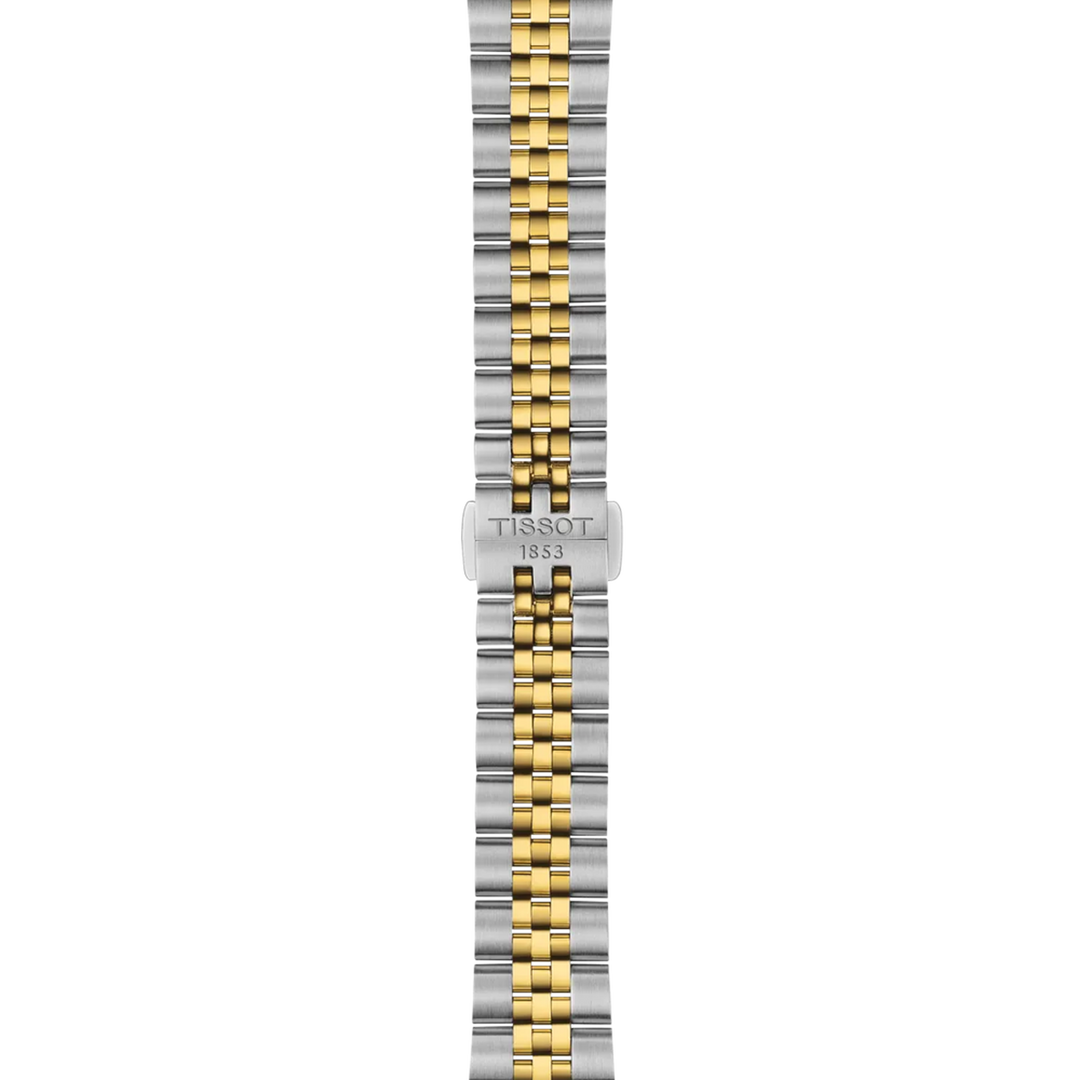 Yellow-gold PVD bracelet detail of the Tissot Ballade 34mm T156.210.22.031.00