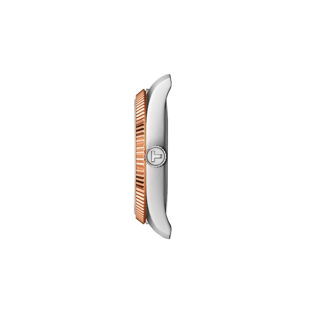Profile view of the watch case Tissot Ballade 34mm, reference T156.210.22.031.01