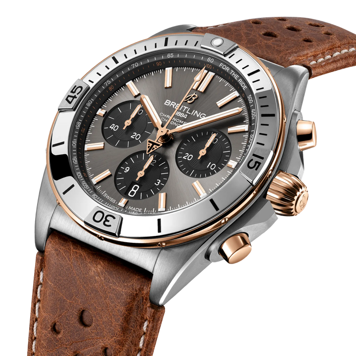 Breitling Chronomat B01 42 Triumph TB0134101M1X1 three-quarter view