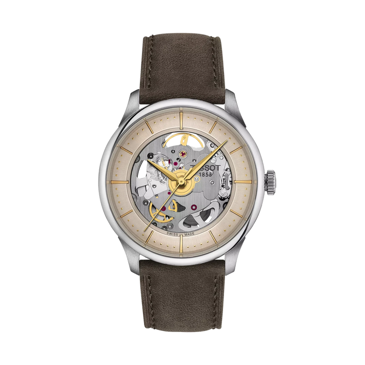 Tissot Chemin Des Tourelles Skeleton 39mm Automatic Ivory Dial Watch T139.836.16.261.00 – front view
